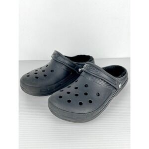 Crocs Classic Fuzz Fleece Lined Clog Black Women 8 Men 6 Dual Comfort Shoes